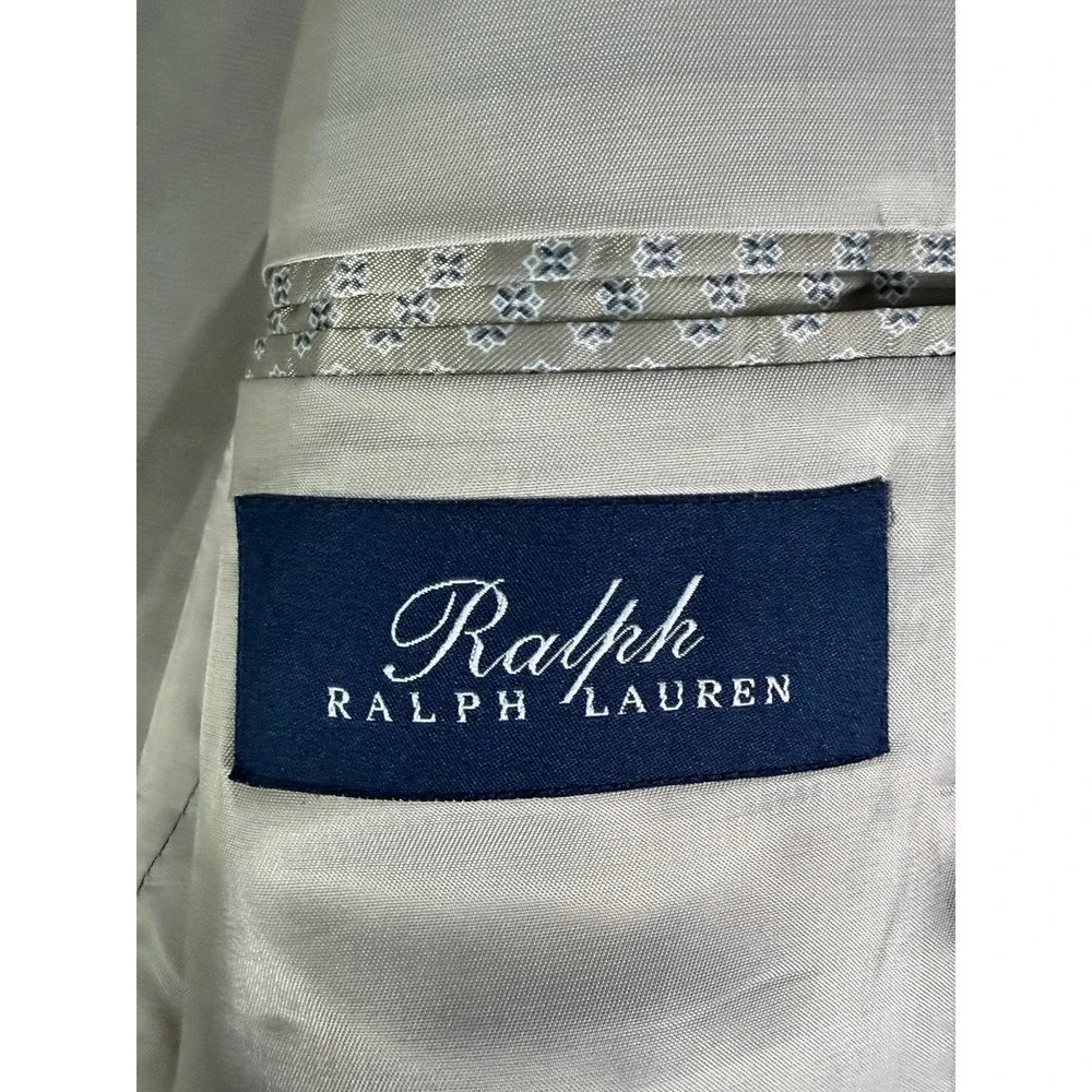 Ralph Ralph Lauren 54R Tan Brown Windowpane Plaid Silk Wool Sport Coat Blazer